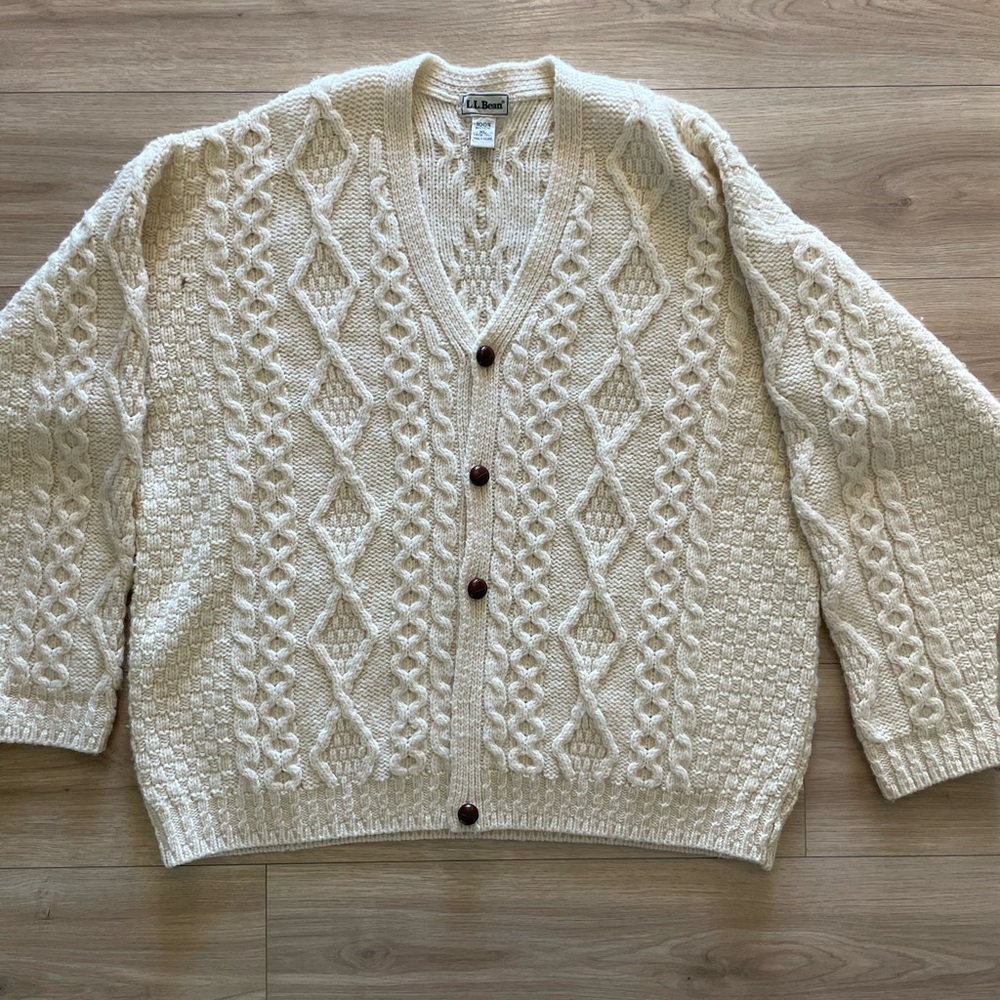 Cozy Cream Vintage L.L.Bean Cable Knit Cardigan